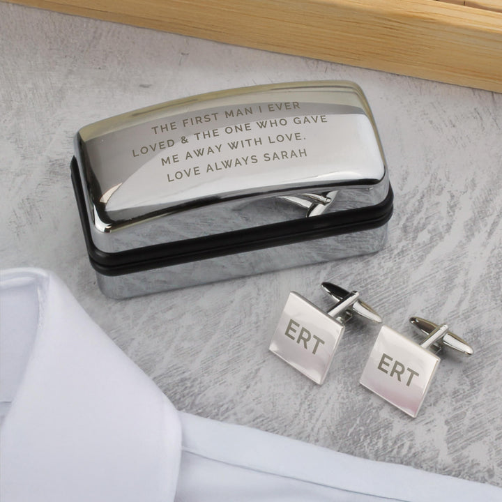 Personalised Initial Cufflinks &amp; Engraved Box – alternative view