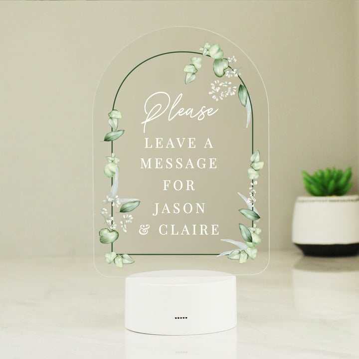 Personalised Botanical Wedding LED Colour Changing Light – alternative view