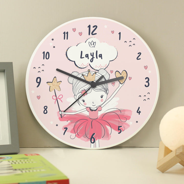 Personalised Fairy Wooden Childrens Clock – alternative view