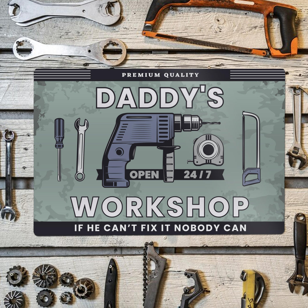 Personalised Workshop Metal Sign – alternative view