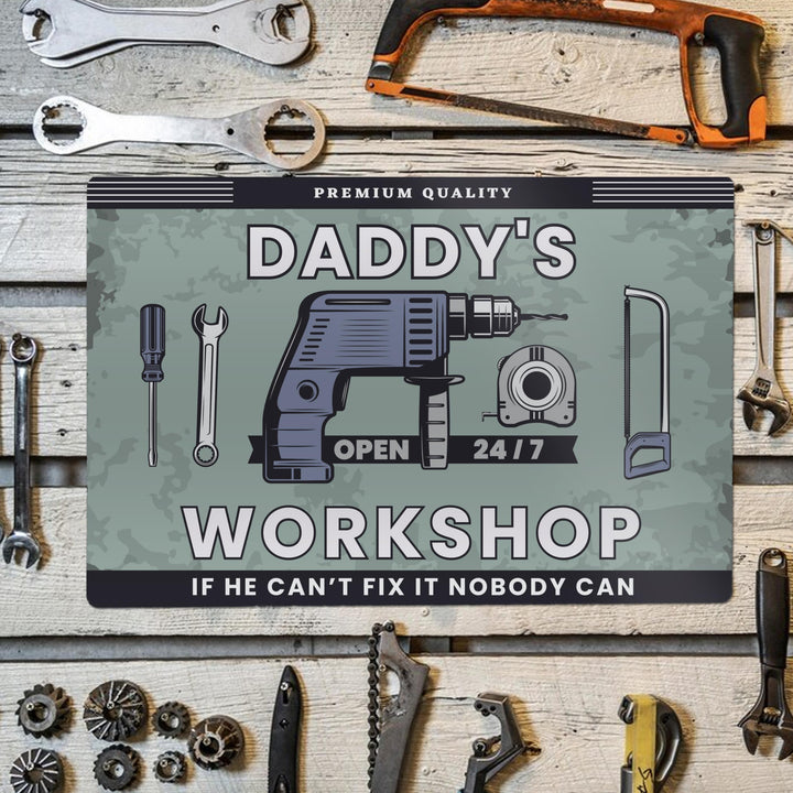 Personalised Workshop Metal Sign – alternative view