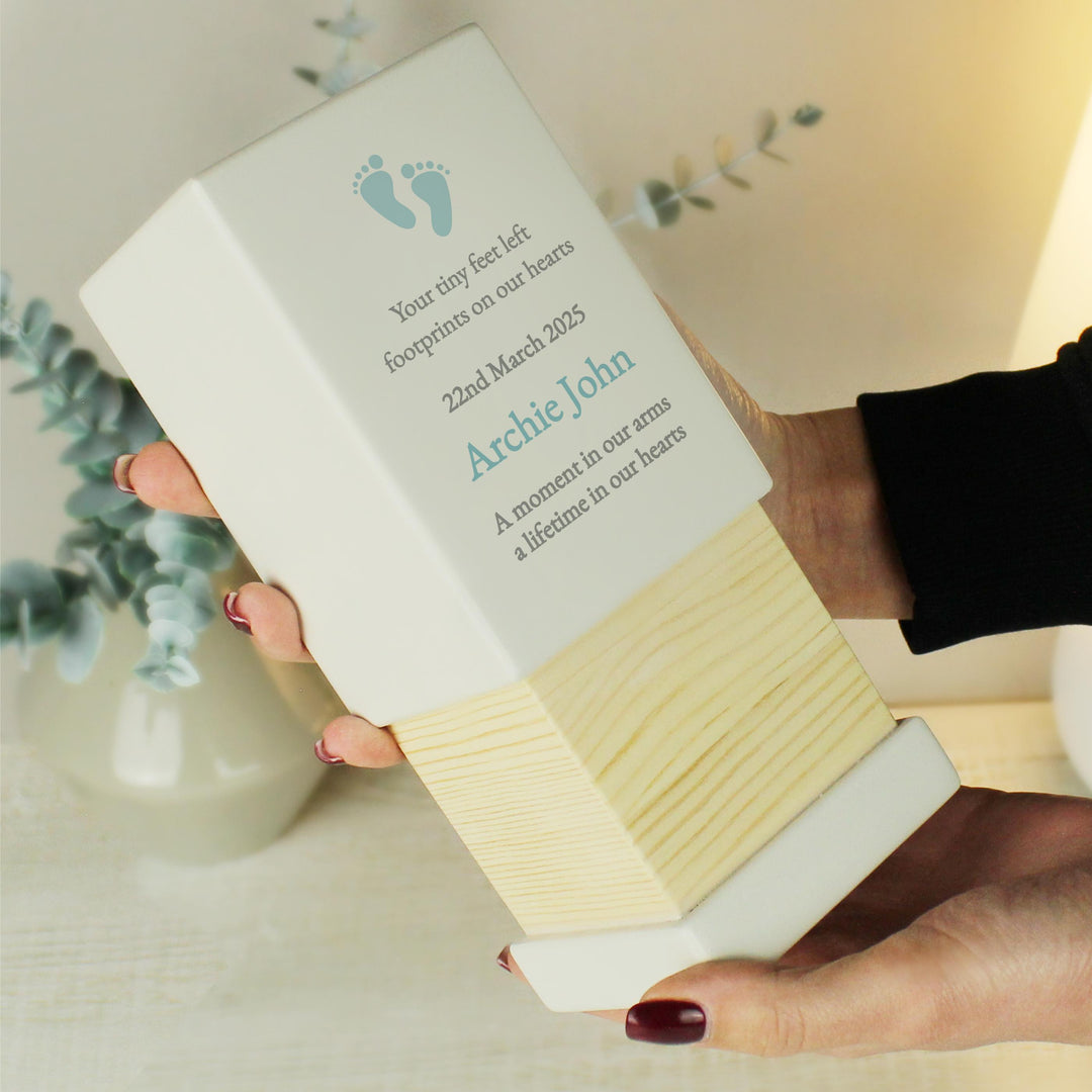 Personalised Baby Boy Small Wooden Urn – alternative view