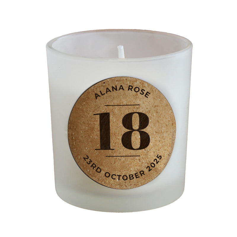 Personalised Birthday Cork Label Candle Jar