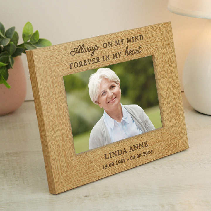 Personalised Memorial Always In My Heart 6x4 Wooden Photo Frame – alternative view