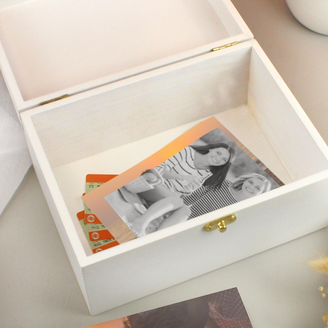Personalised Gold Heart White Memory Box, The Personal Shop, personalised gifts