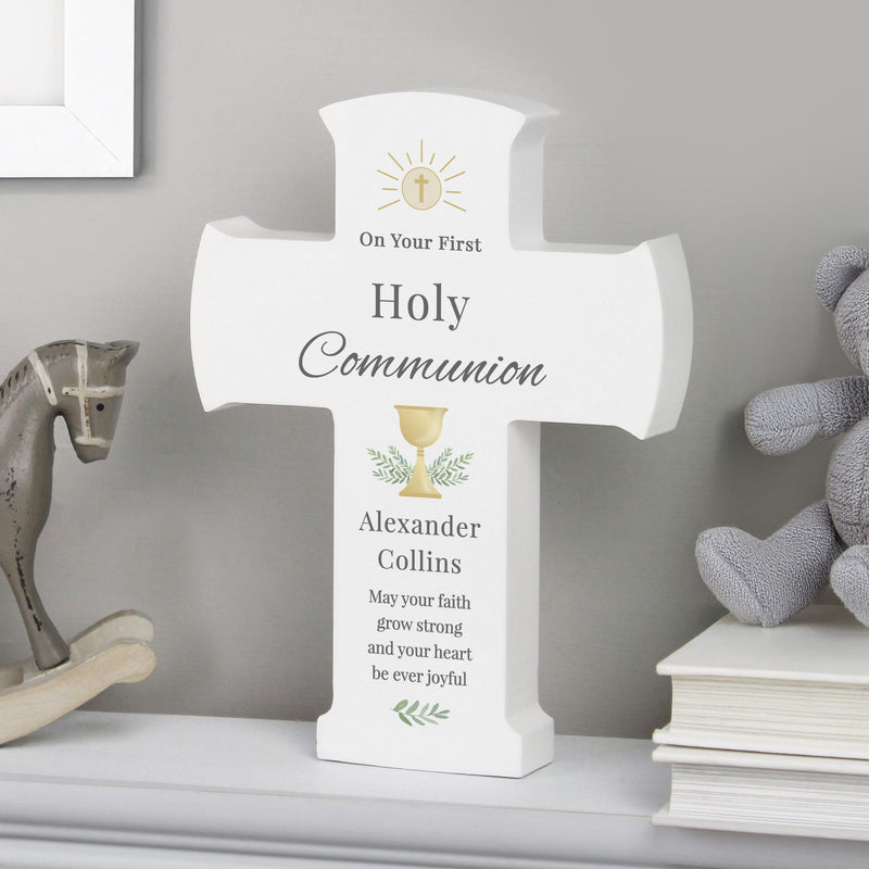 Personalised Holy Communion Cross Wooden Ornament