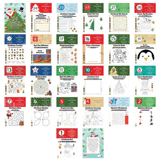 Personalised 24 Sleeps Christmas Activity Advent Calendar – alternative view