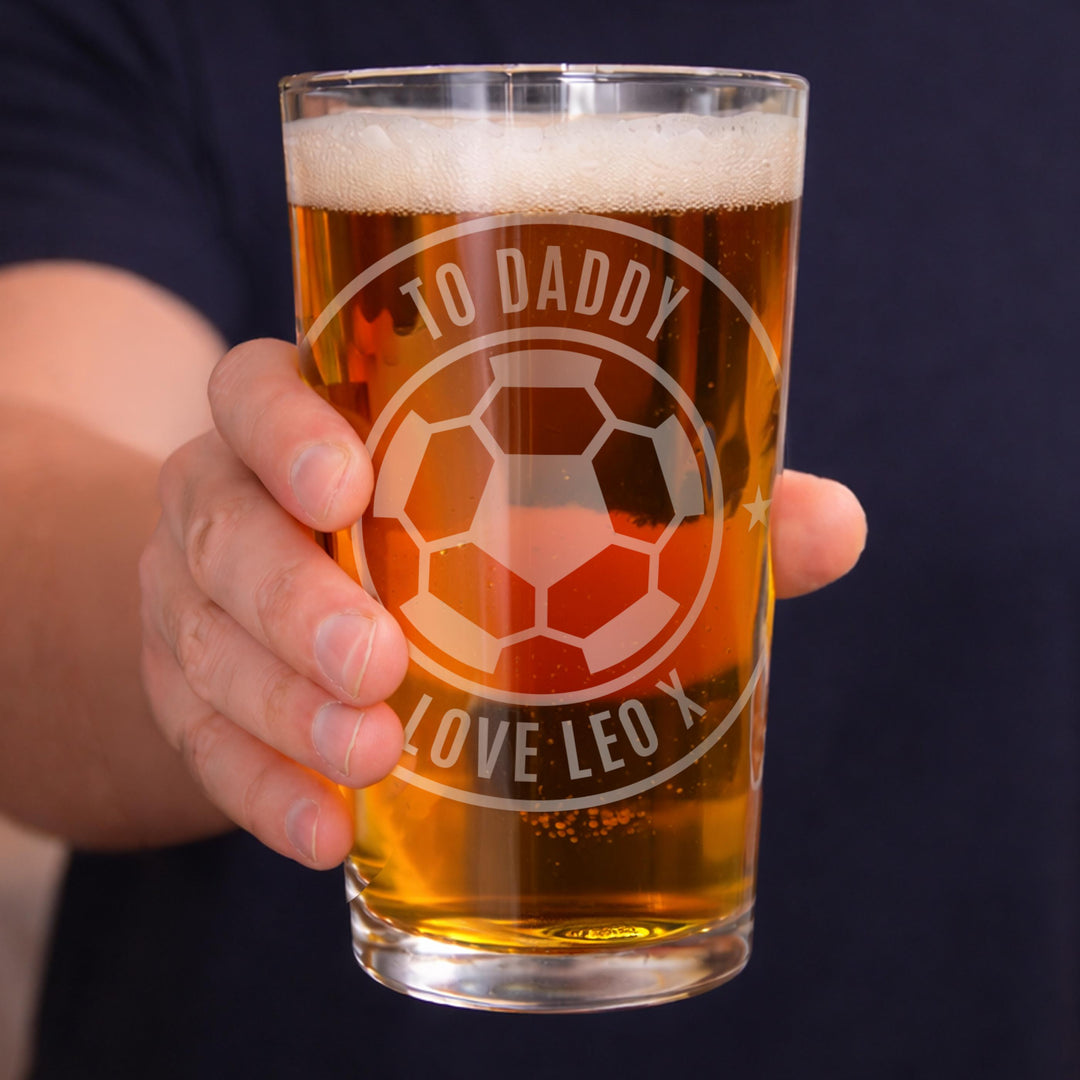 Personalised Football Badge Pint Glass, The Personal Shop, personalised gifts