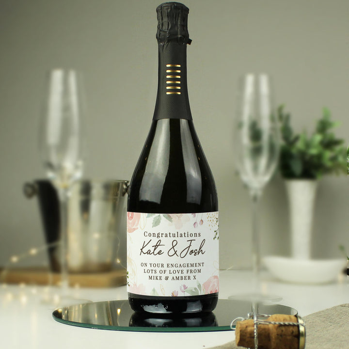 Personalised Floral Watercolour Bottle of Prosecco – alternative view