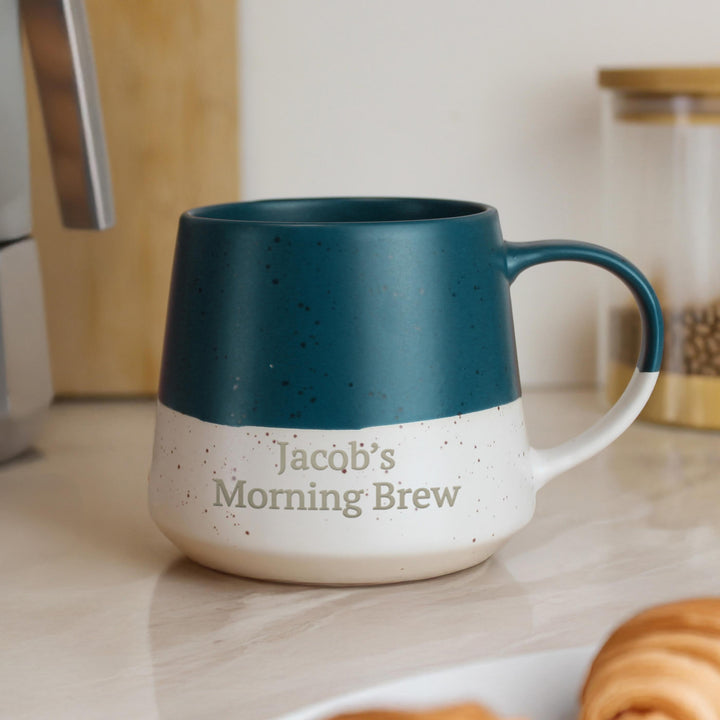 Personalised Blue Speckled Ceramic Mug, The Personal Shop, personalised gifts