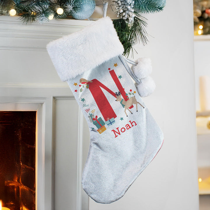 Personalised Initial Reindeer Christmas Stocking – alternative view