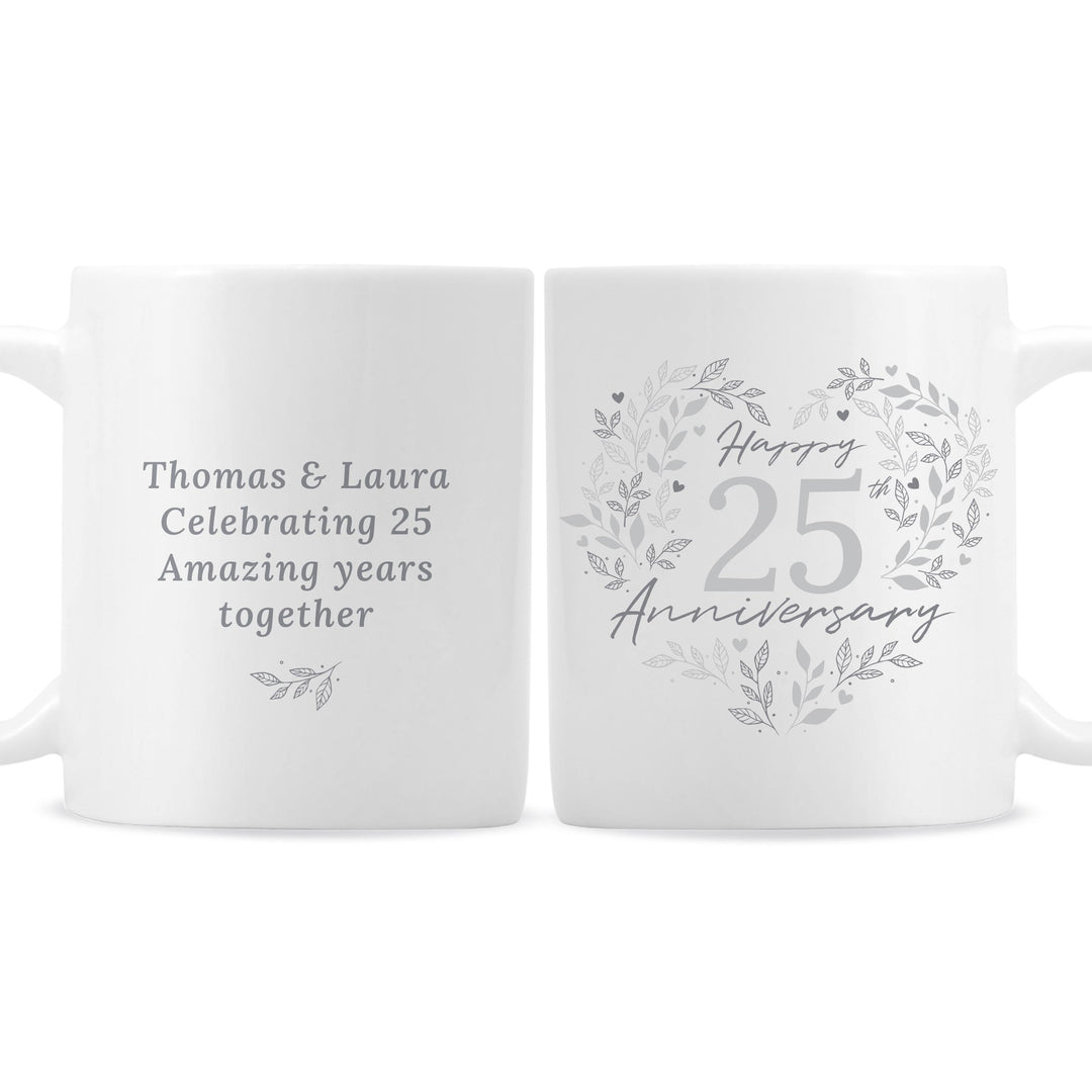 Personalised 25th Silver Wedding Anniversary Mug – alternative view