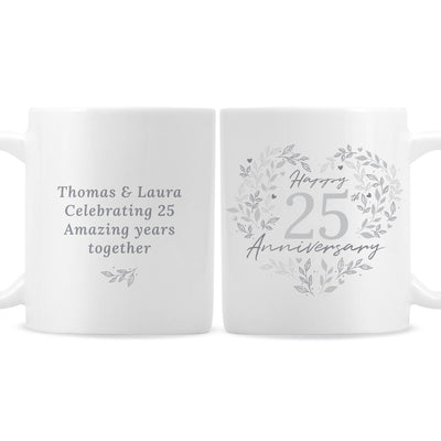 Personalised 25th Silver Wedding Anniversary Mug