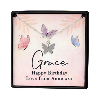 Personalised Sentiment Card & Butterfly Necklace