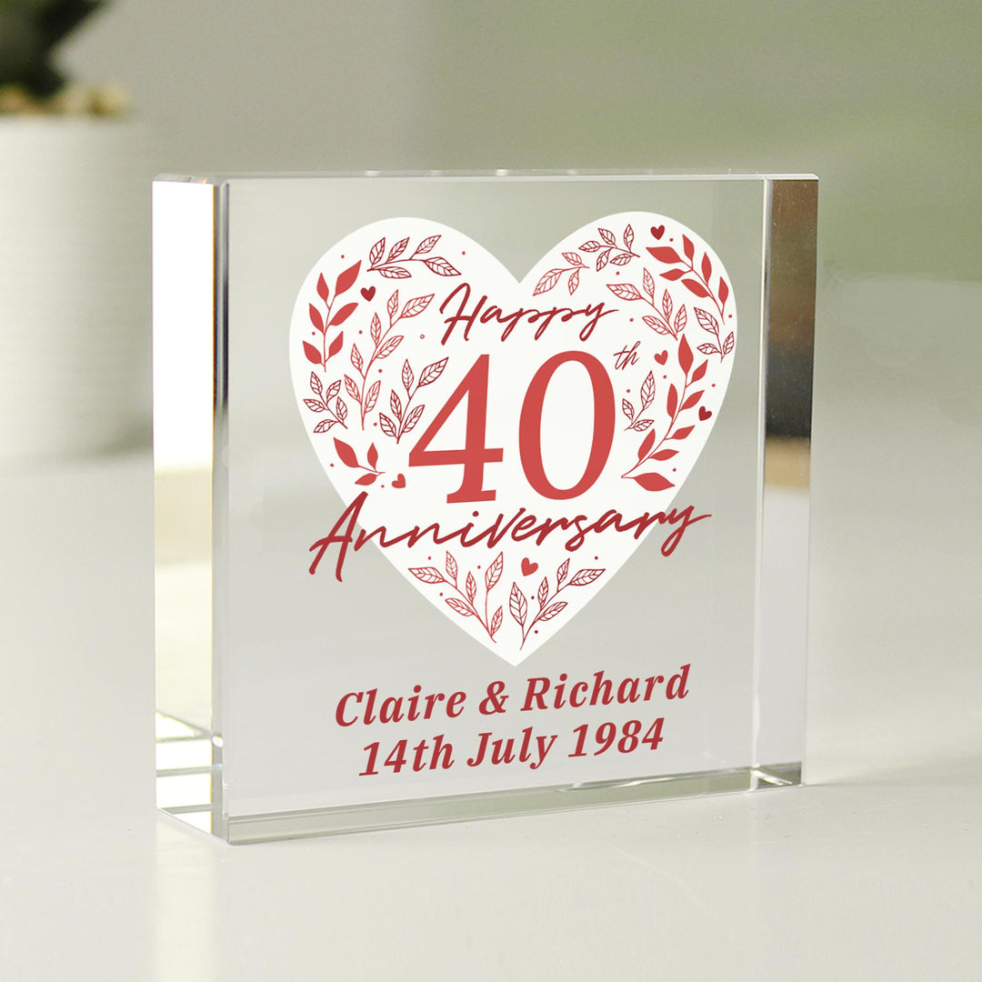 Personalised 40th Ruby Wedding Anniversary Crystal Token – alternative view
