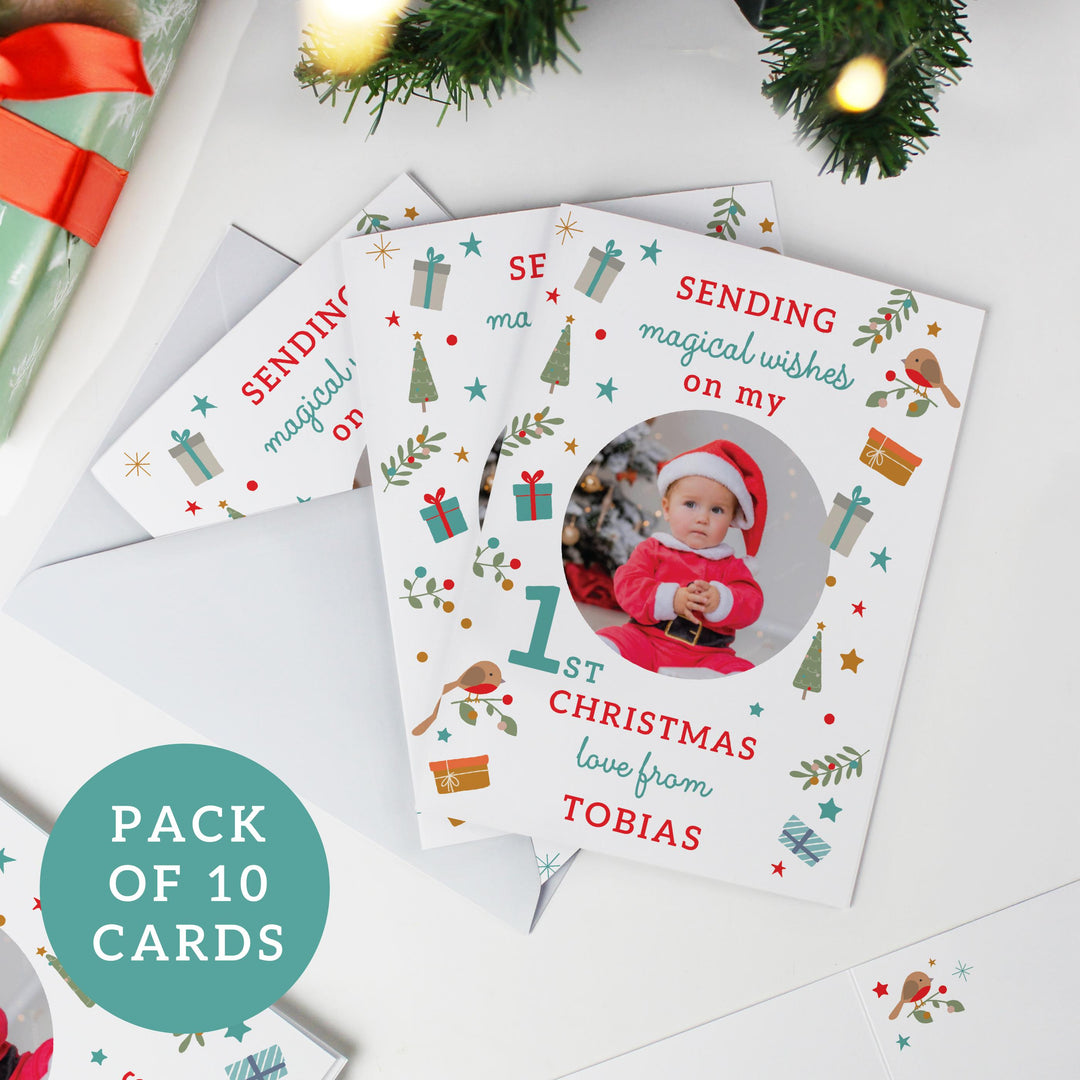 Personalised My 1st Christmas Photo Upload Pack of 10 Cards – alternative view
