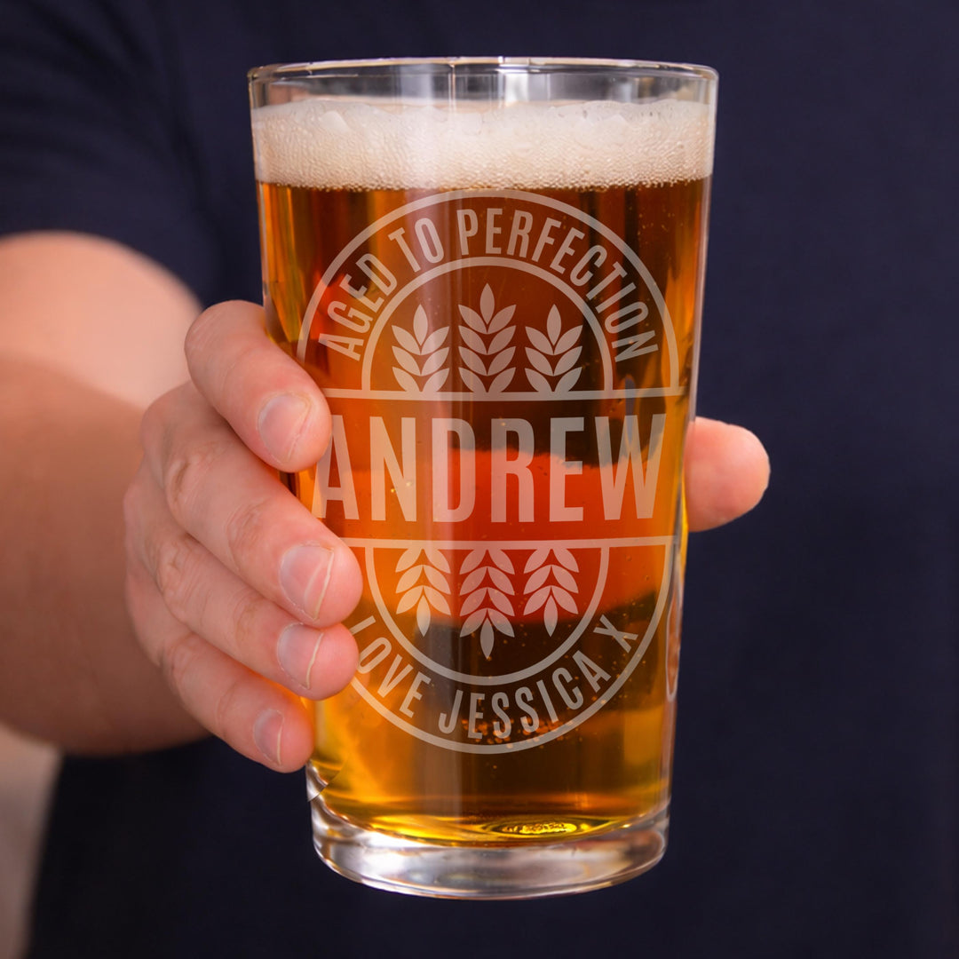 Personalised Brewery Style Pint Glass, The Personal Shop, personalised gifts
