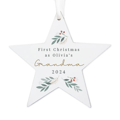 Personalised Christmas Foliage Hanging Star Decoration