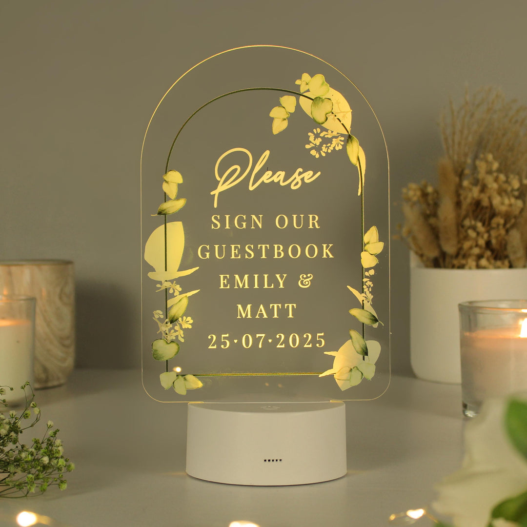Personalised Botanical Wedding LED Colour Changing Light – alternative view