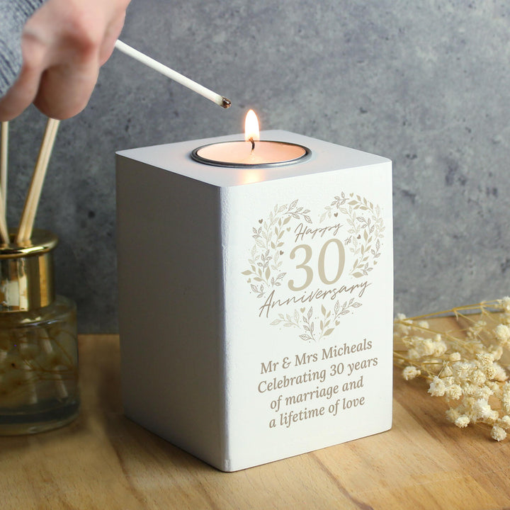 Personalised 30th Pearl Wedding Anniversary Tea Light Holder – alternative view