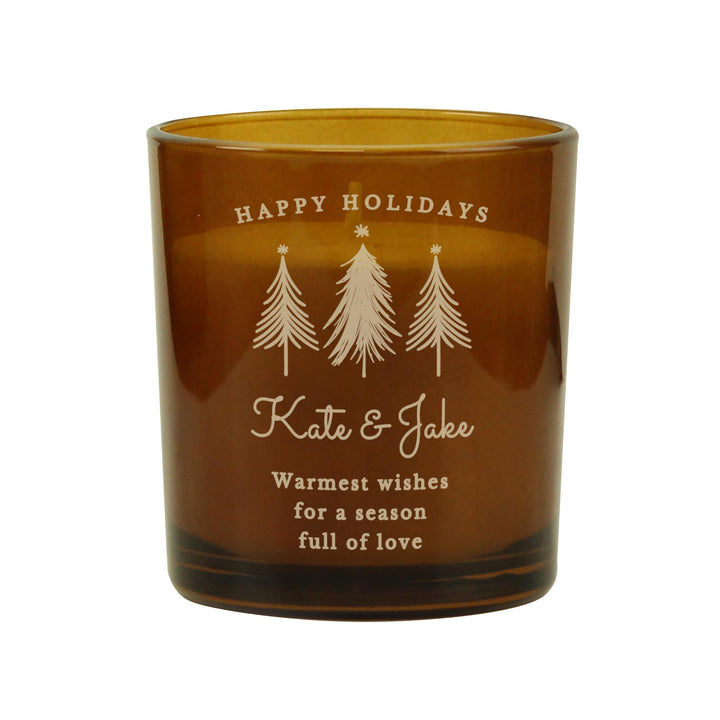 Personalised Christmas Tree Amber Glass Candle – alternative view