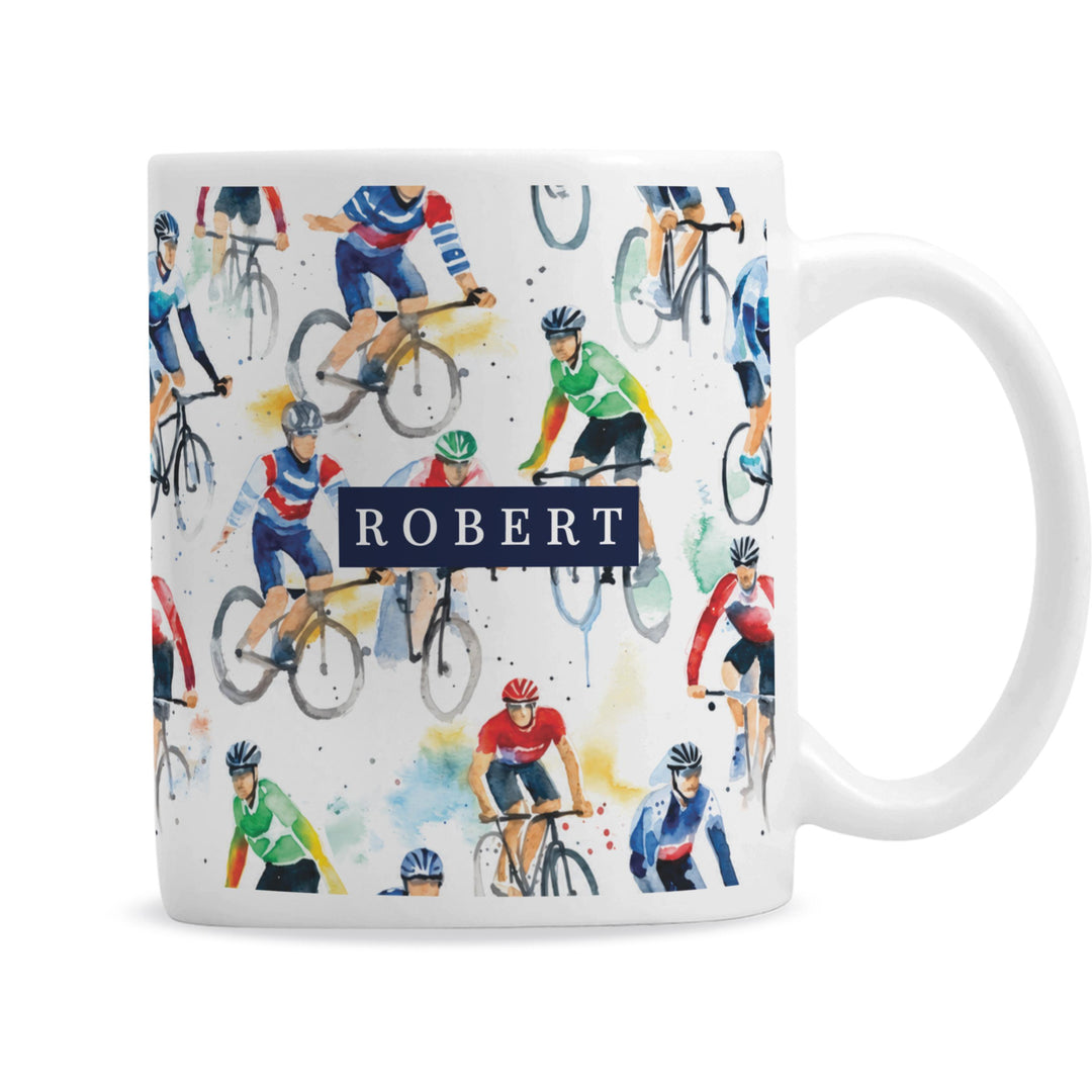 Personalised Cyclist Icons Mug, The Personal Shop, personalised gifts
