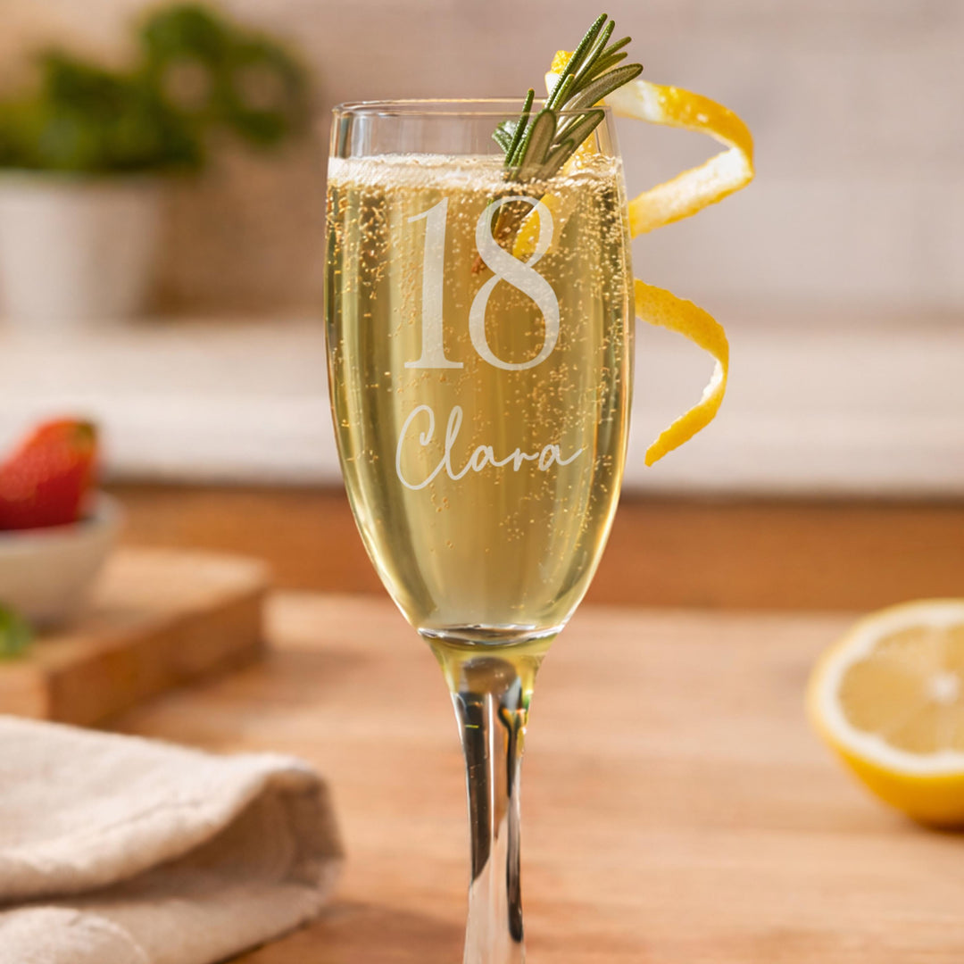 Personalised Big Age &amp; Name Flute Glass, The Personal Shop, personalised gifts