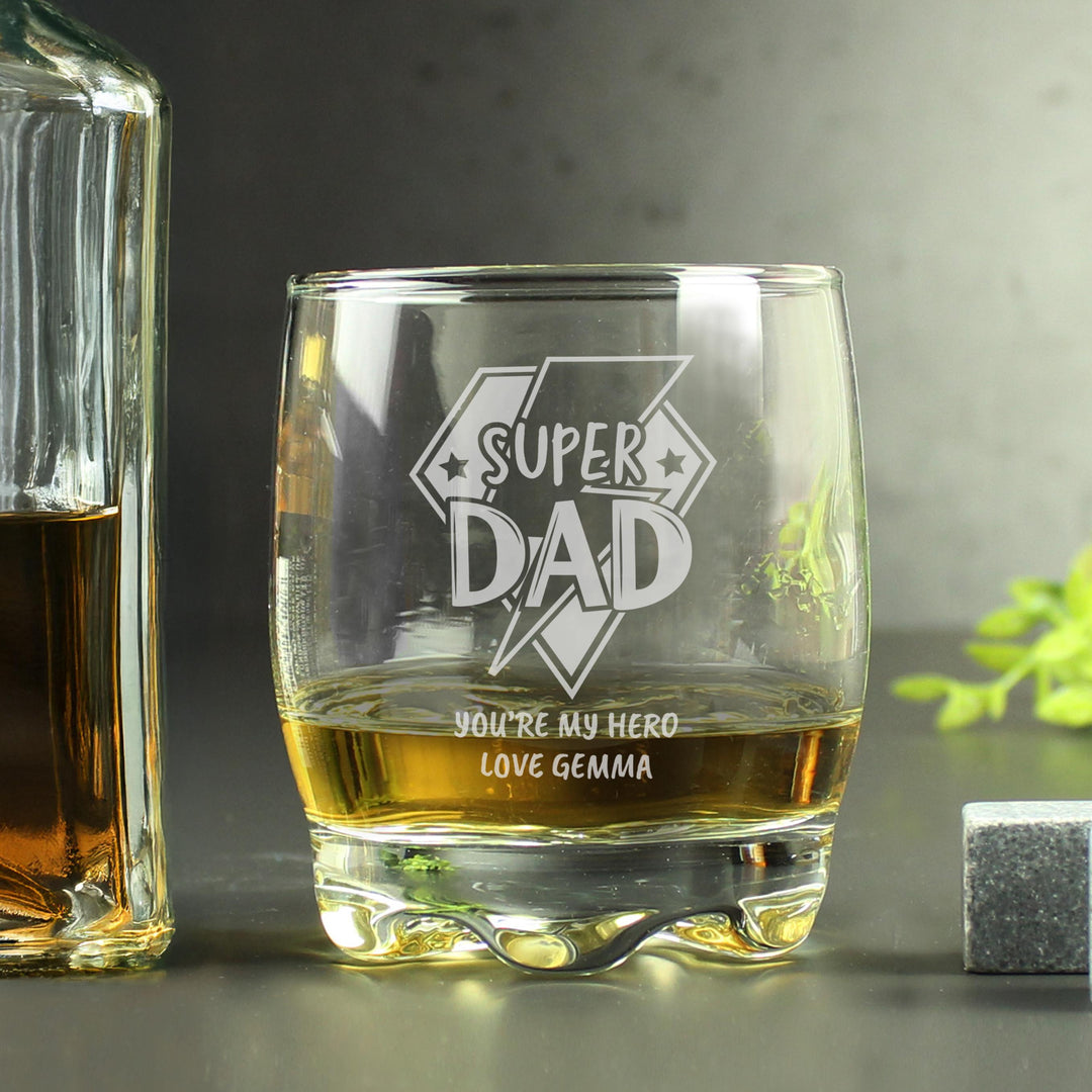 Personalised Super Dad Tumbler Glass – alternative view