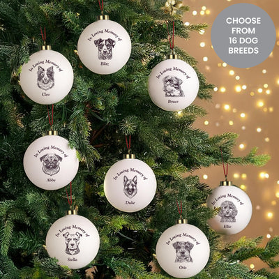 Personalised Memorial Dog Breed Bauble