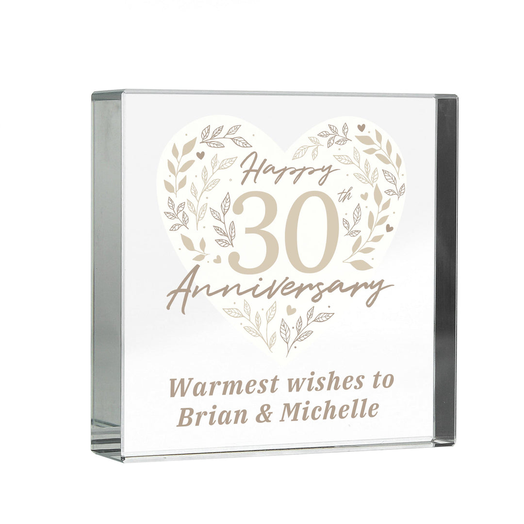 Personalised 30th Pearl Wedding Anniversary Crystal Token – alternative view