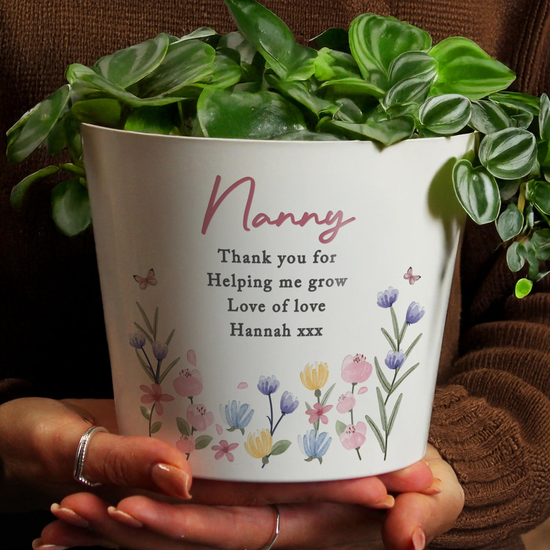 Personalised Pretty Floral Large Plant Pot, The Personal Shop, personalised gifts