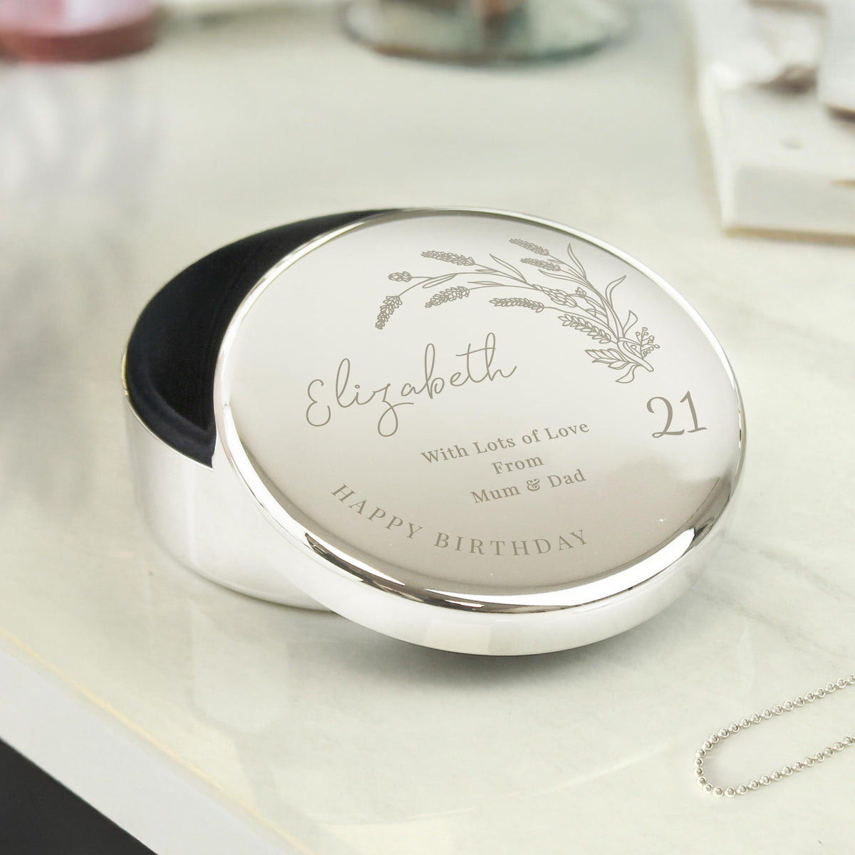 Personalised Birthday Round Trinket Box