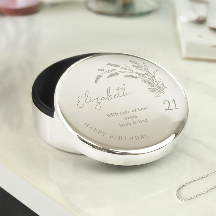 Personalised Birthday Round Trinket Box