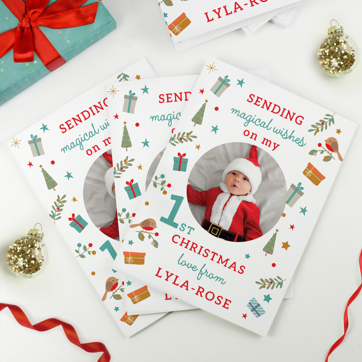 Personalised My 1st Christmas Photo Upload Pack of 10 Cards – alternative view