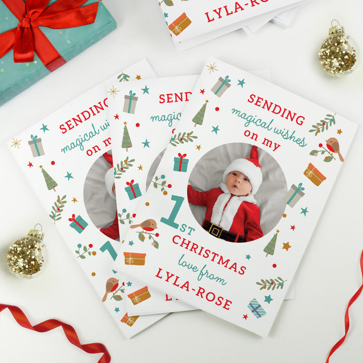 Personalised My 1st Christmas Photo Upload Pack of 10 Cards – alternative view