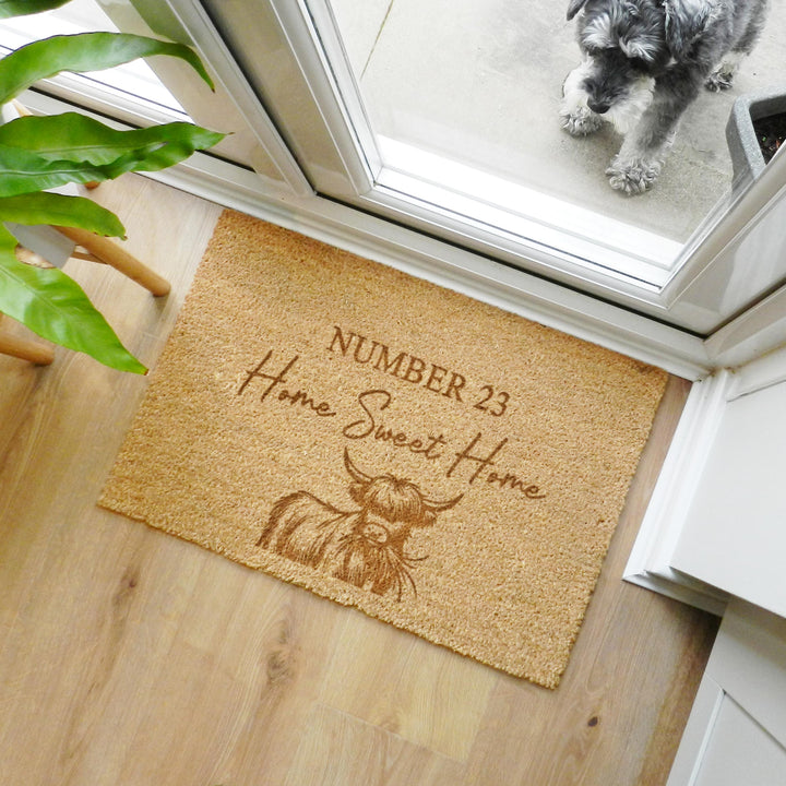 Personalised Highland Cow Doormat – alternative view