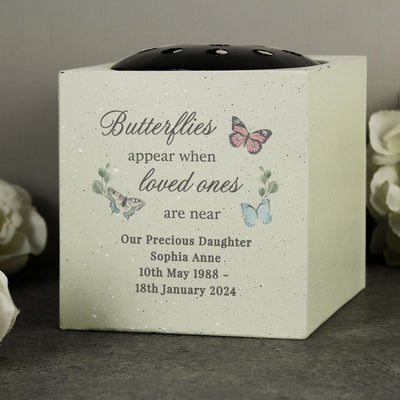 Personalised Butterflies Appear Memorial Vase