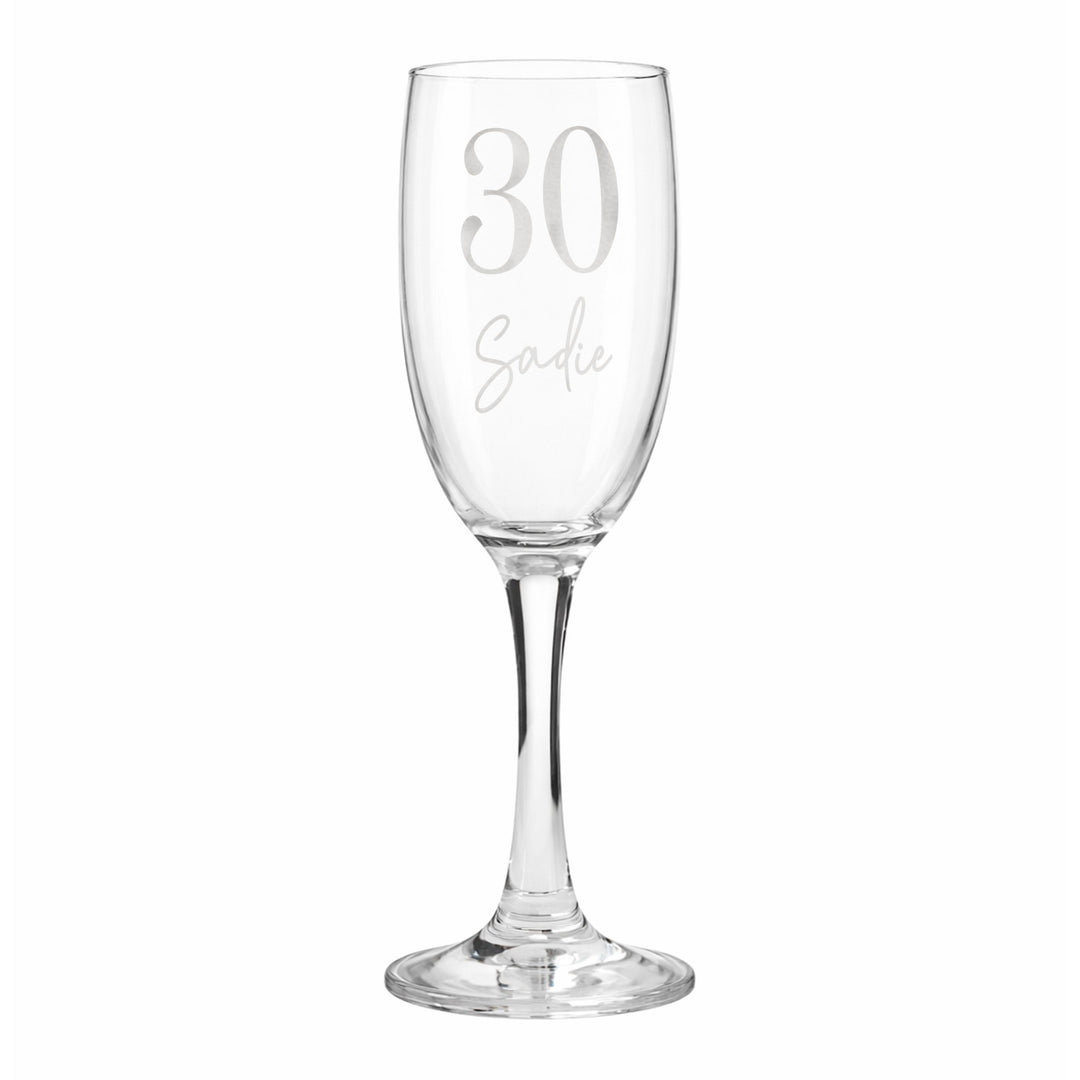 Personalised Big Age &amp; Name Flute Glass, The Personal Shop, personalised gifts