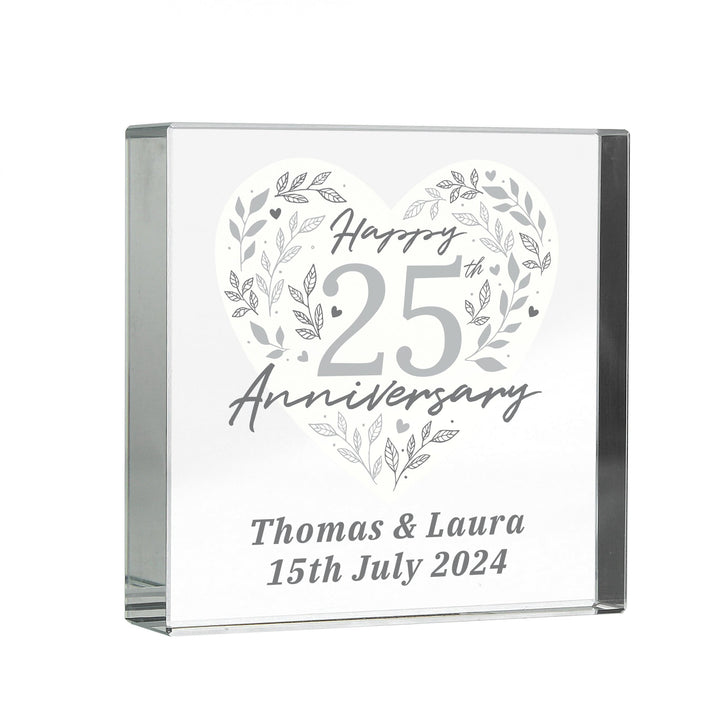 Personalised 25th Silver Wedding Anniversary Crystal Token – alternative view