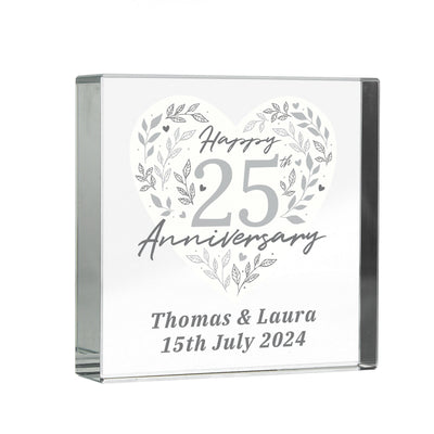 Personalised 25th Silver Wedding Anniversary Crystal Token