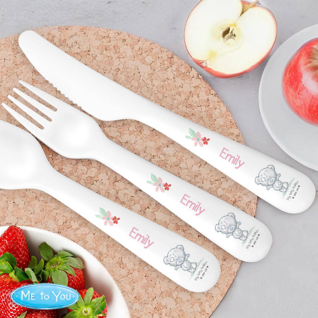 Personalised Tiny Tatty Teddy Woodland Animal 3 Piece Cutlery Set – alternative view