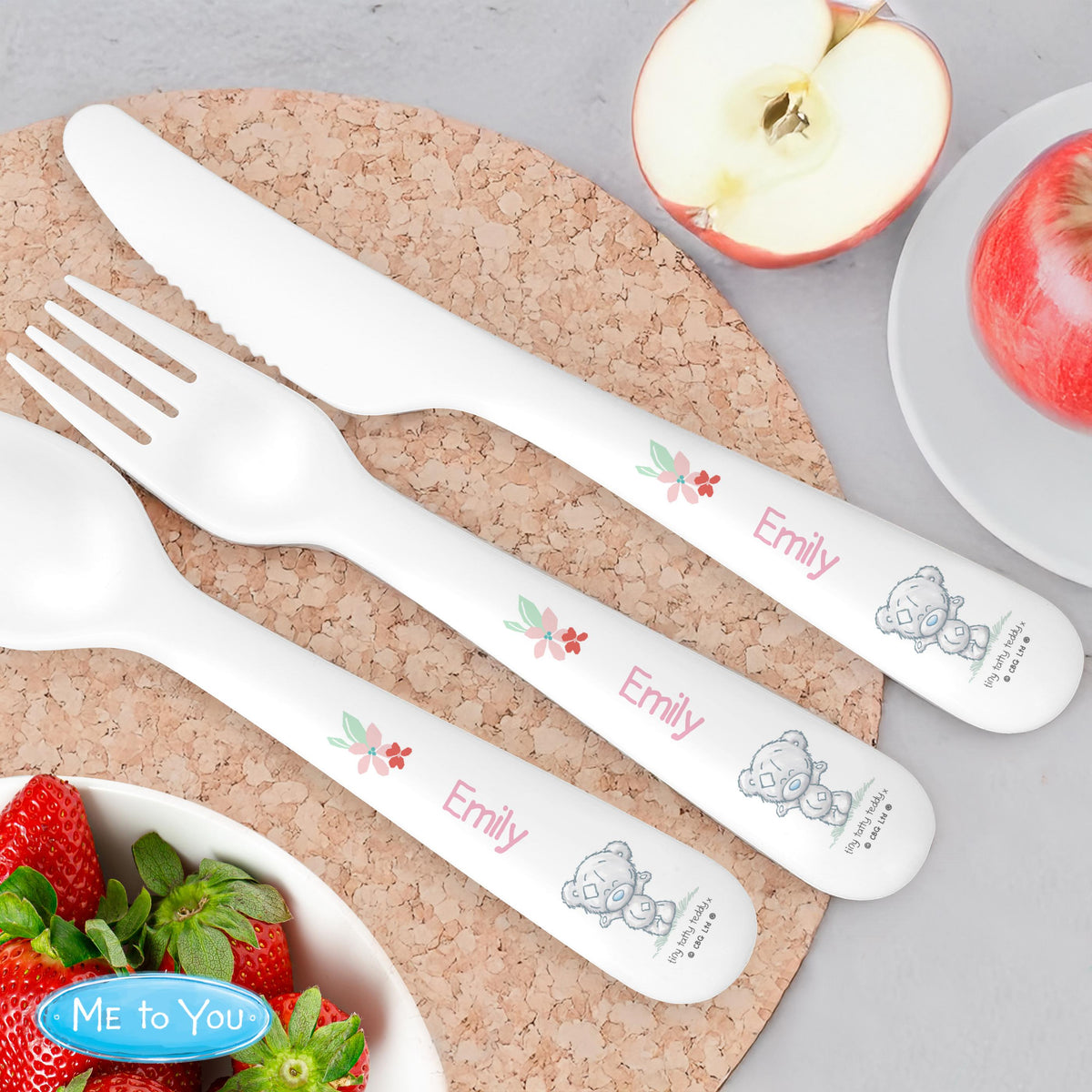 Personalised Tiny Tatty Teddy Woodland Animal 3 Piece Cutlery Set – alternative view