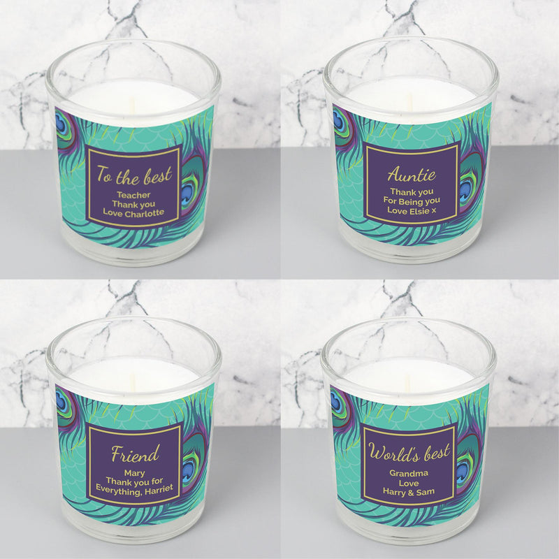 Personalised Peacock Scented Jar Candle