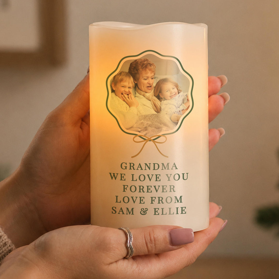 Personalised Photo LED Candle with Message, The Personal Shop, personalised gifts