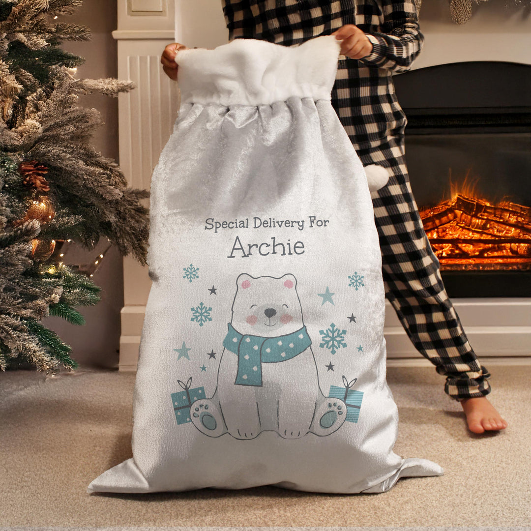 Personalised Polar Bear Christmas Sack – alternative view