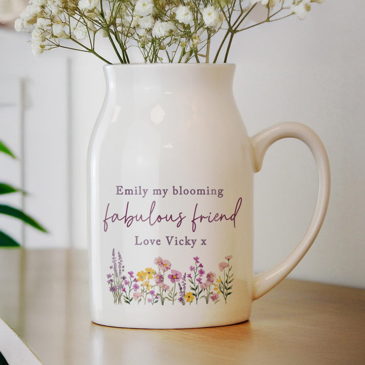 Personalised Wild Flower Jug Vase, The Personal Shop, personalised gifts
