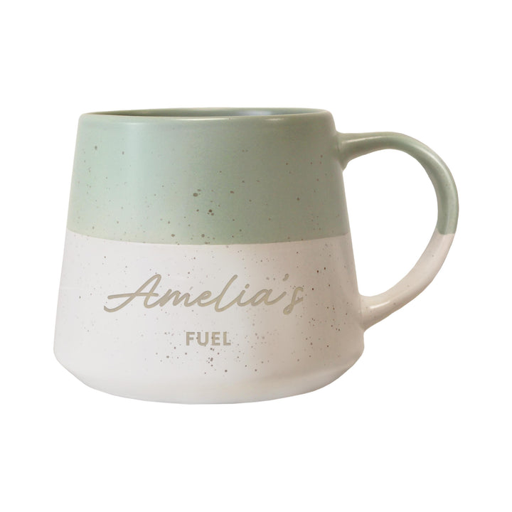 Personalised Message Green Speckled Ceramic Mug, The Personal Shop, personalised gifts