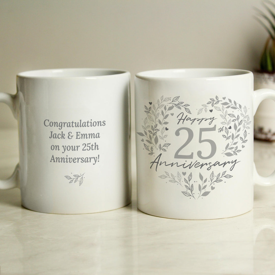 Personalised 25th Silver Wedding Anniversary Mug – alternative view