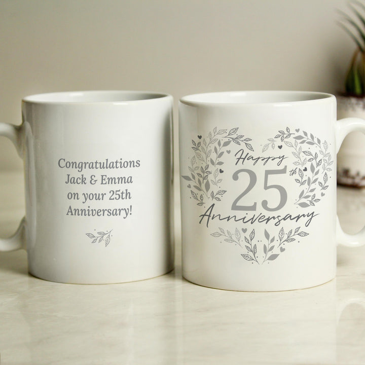 Personalised 25th Silver Wedding Anniversary Mug – alternative view