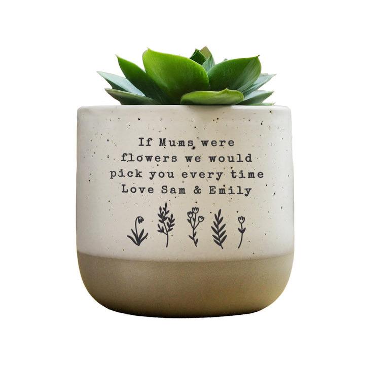Personalised Floral Flecked Plant Pot, The Personal Shop, personalised gifts